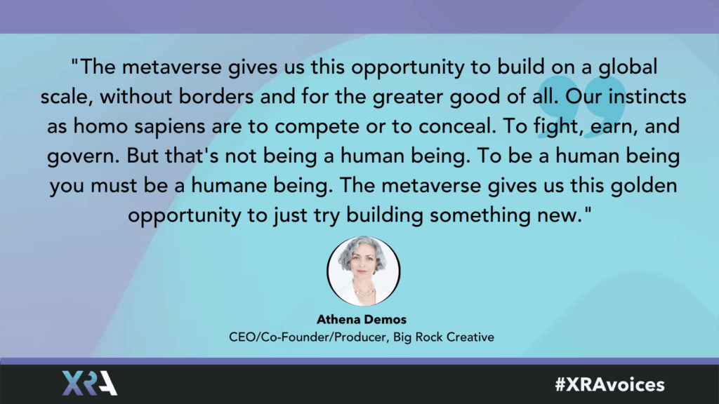 Athena Demos quote card, with a quote on the metaverse from the last question.