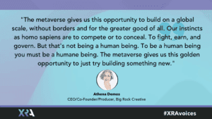 Athena Demos quote card, with a quote on the metaverse from the last question.