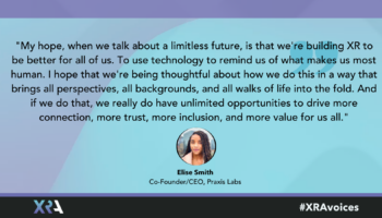 Elise Smith discusses what a limitless future in XR means to her. (Question 7 answer)