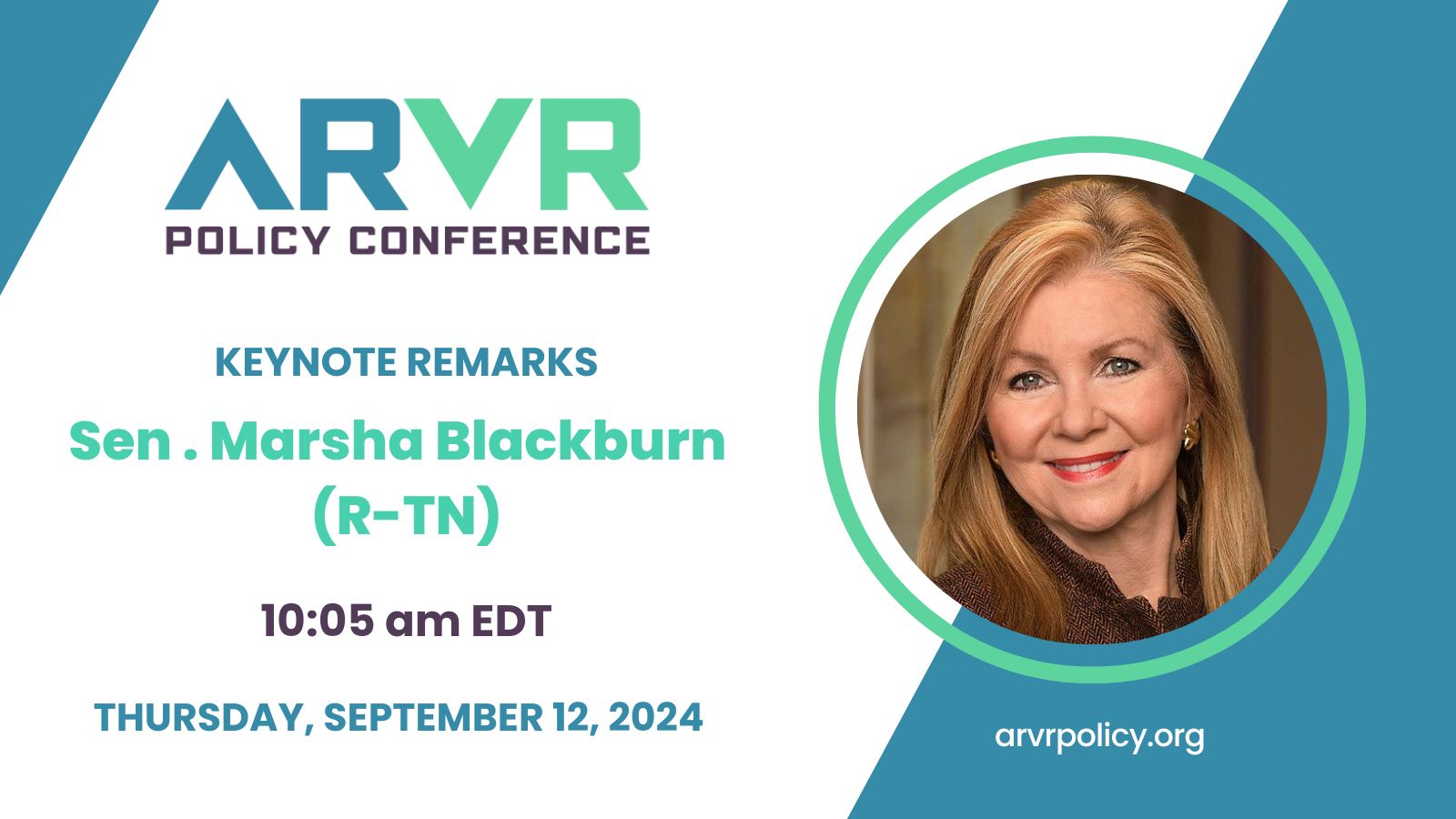 SENATOR MARSHA BLACKBURN TO DELIVER KEYNOTE AT FOURTH ANNUAL AR/VR POLICY CONFERENCE