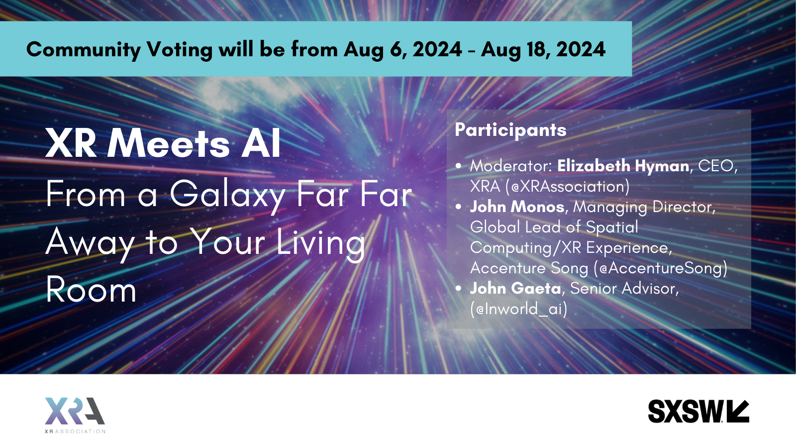 VOTE FOR XRA’S PANEL EMPHASIZING THE INTERSECTION OF AI AND XR