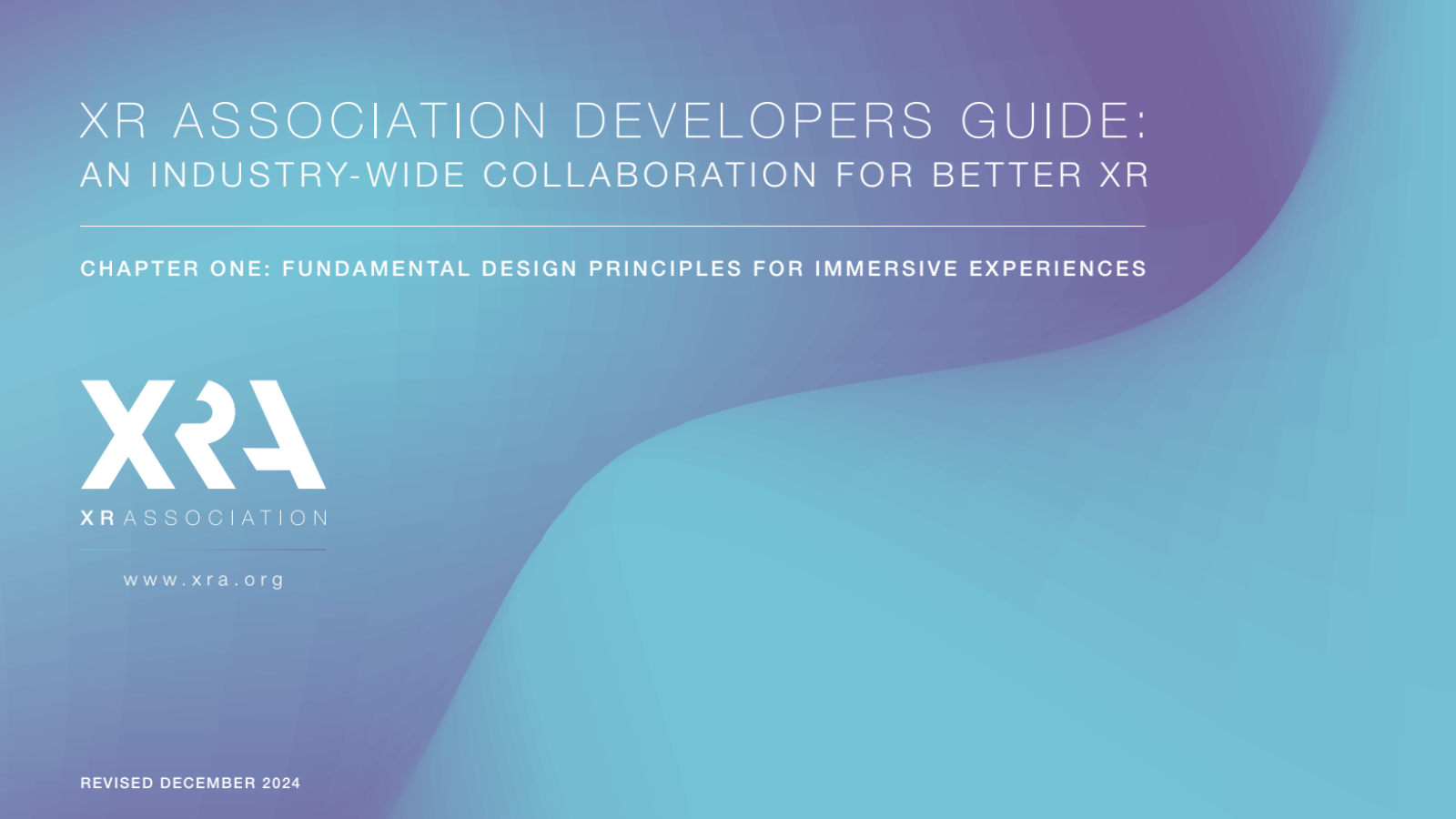 XR ASSOCIATION RELEASES REVISED EDITION OF CHAPTER ONE DEVELOPERS GUIDE