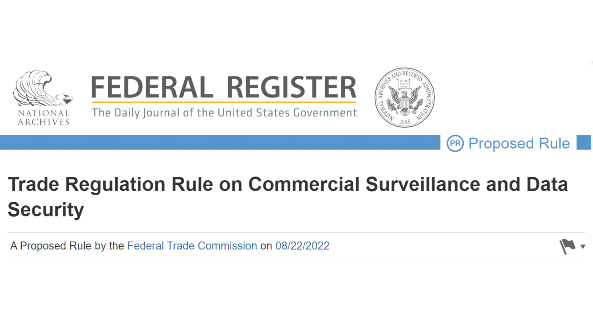 Federal Register for News Post