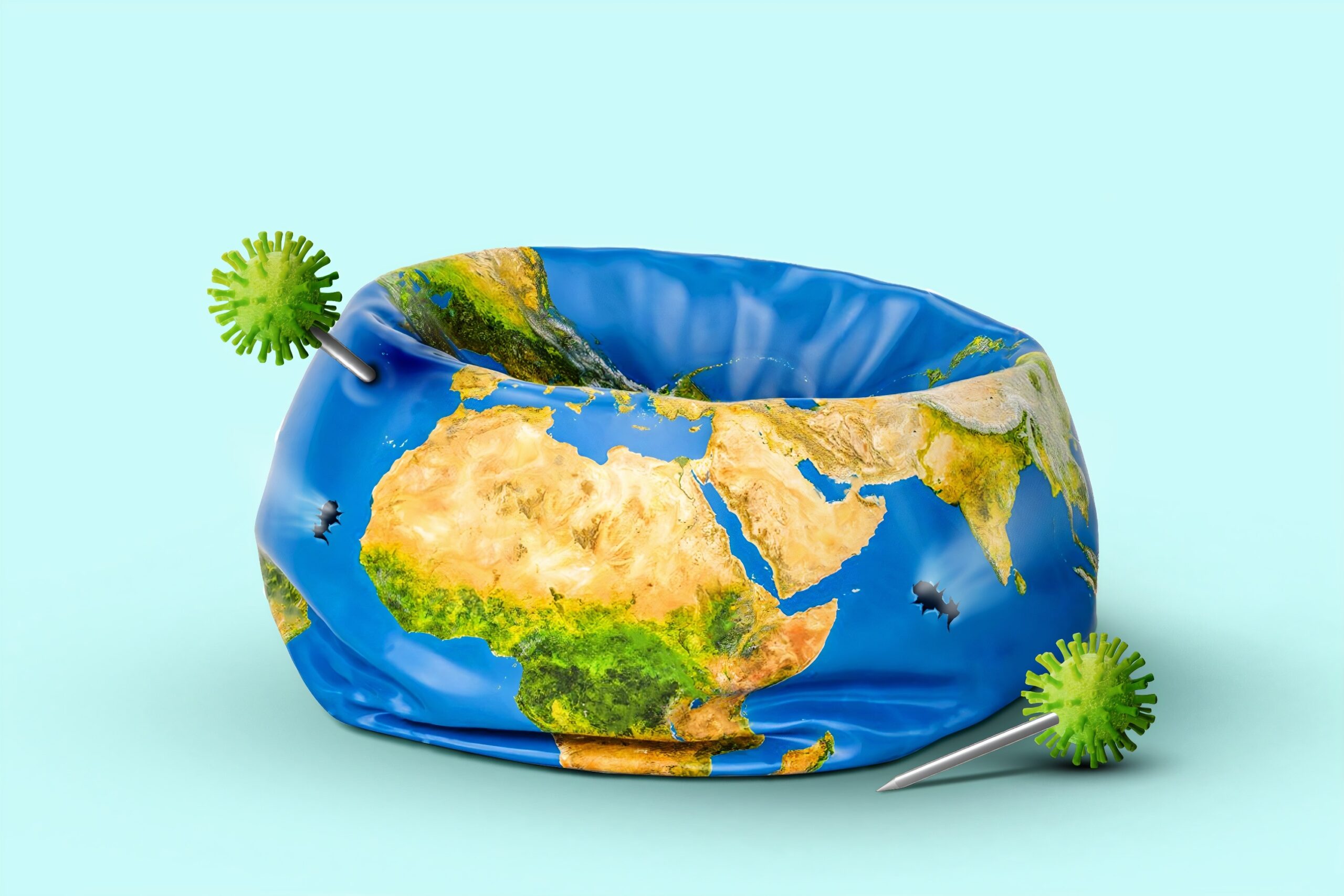 world deflated by the covid-19 virus|""